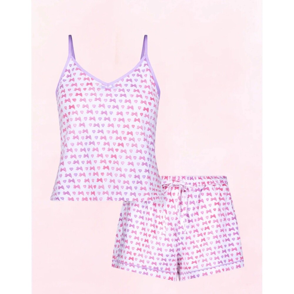 Roller Rabbit x Love Shack Fancy Disco Bow Mischa Set Pink Pajamas XS NWT